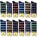 USBingoshop Mens Cotton Argyle Striped Solid Ribbed Black Crew Dress Socks(10-13, Striped-2 Pack of 12)