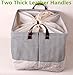 GreenForest Toy Basket Cotton Blend Linen Folding Storage Bin With Totes Drawstring Dust Cover Clothes Basket Gift Closet Drawer Handle Folding Basket (18.2x12.4x10.8 inches)