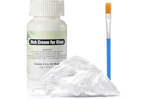 HOLAMA Improved Glass Etching Cream Kit 2.8oz- Thicker, Smoother Formula - Include 2 Brushes, 8 Stencils, Protective Inner Lid - Ideal for Glass, Ceramic, Mirror, and Window Etching