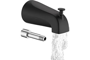 ORGCREATOR All Metal Bathtub Spout with Diverter, 5.3 Inch Tub Spout, Fits 1/2" Copper Slip-On and 1/2" or 3/4" IPS Threaded Pipes, Easy Lift to Switch, Leak-Free, Easy DIY Installation(Matte Black)