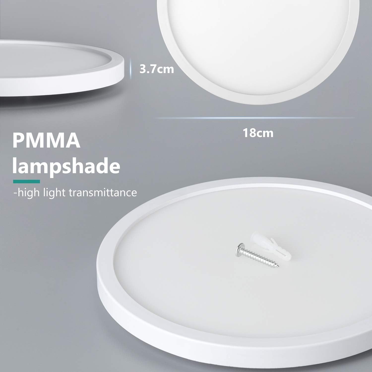 Combuh Ceiling Light 24W 9 Inch Round Flush Mount LED Close to Ceiling Lamp Fixture Warm White 3000K for Kitchen Hallway Balcony Stairwell Not-dimmable - - 