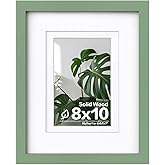 Egofine 8x10 Picture Frame Made of Solid Wood Covered by Plexiglass, Display Pictures 4x6/5x7 with Mat or 8x10 Without Mat for Table Top Display and Wall Mounting Photo Frame, Green