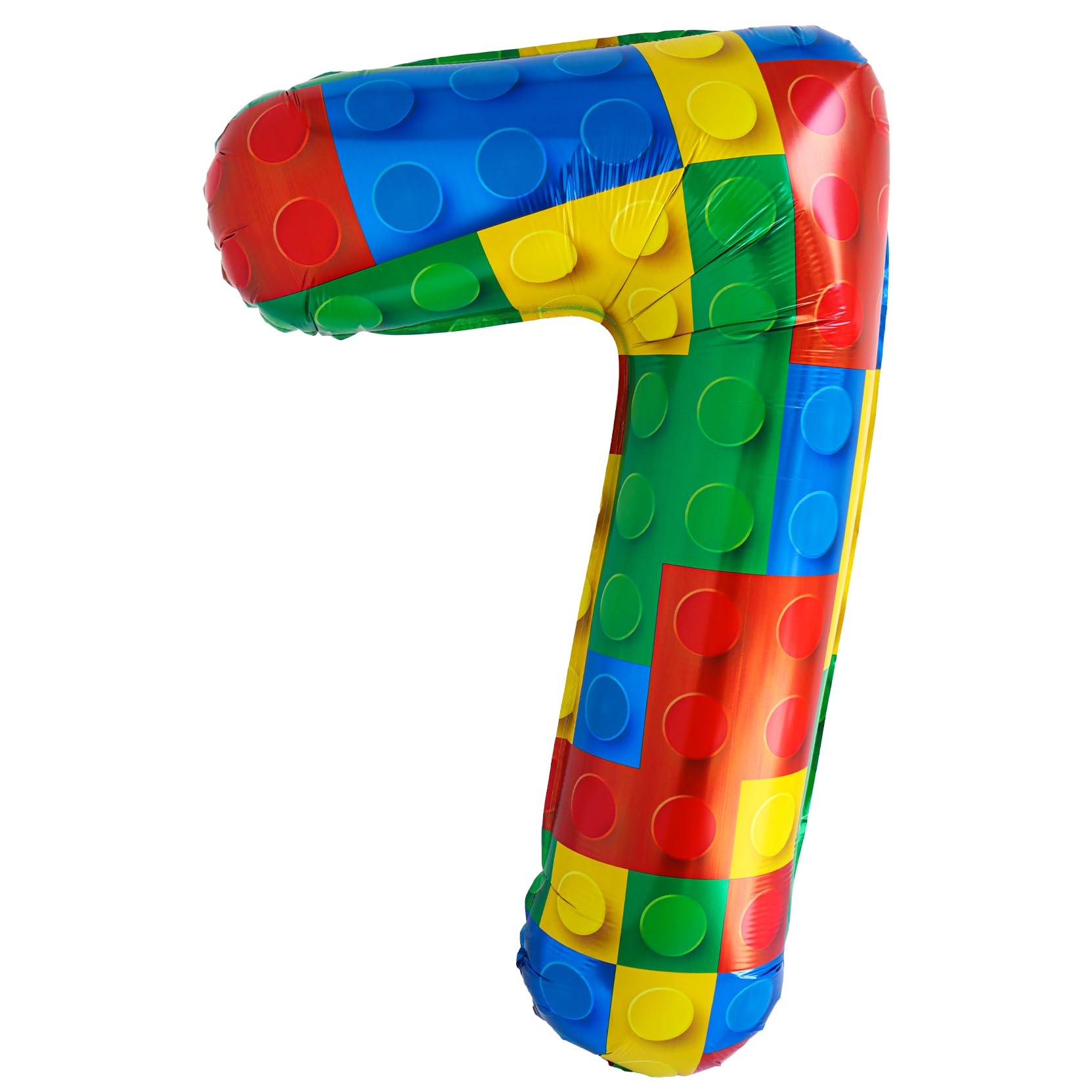 Photo 1 of 32 Inch Stackable Block Number 7 Balloon – Colorful Brick Building Themed Big Helium Digits for Kids Birthday Party Decorations (Building Block, Number 7)