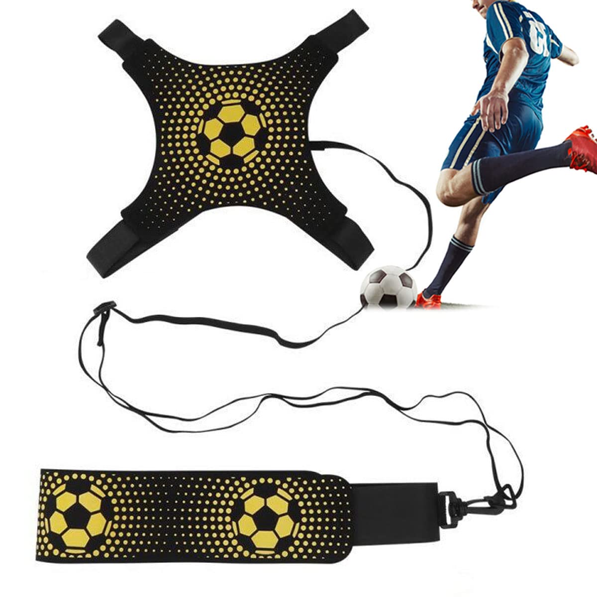 Football Trainer Belt, Soccer/Volleyball/RugbyTrainer, Football Kick Throw Solo Practice Training Aids Equipment With Belt & Elastic Rope For Kids Adults