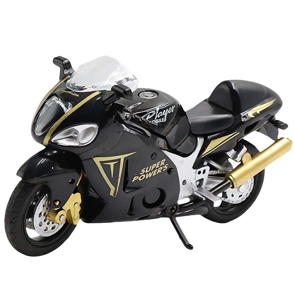 APPCRFM Alloy Motorbike Toy Highly Simulation Motorbike Model Pull-Back Vehicle Toy For Child Intellectual Toy Gift Set Motorcycle Alloy Collection Hobby Gift Racing Model Decoration - Black Gold