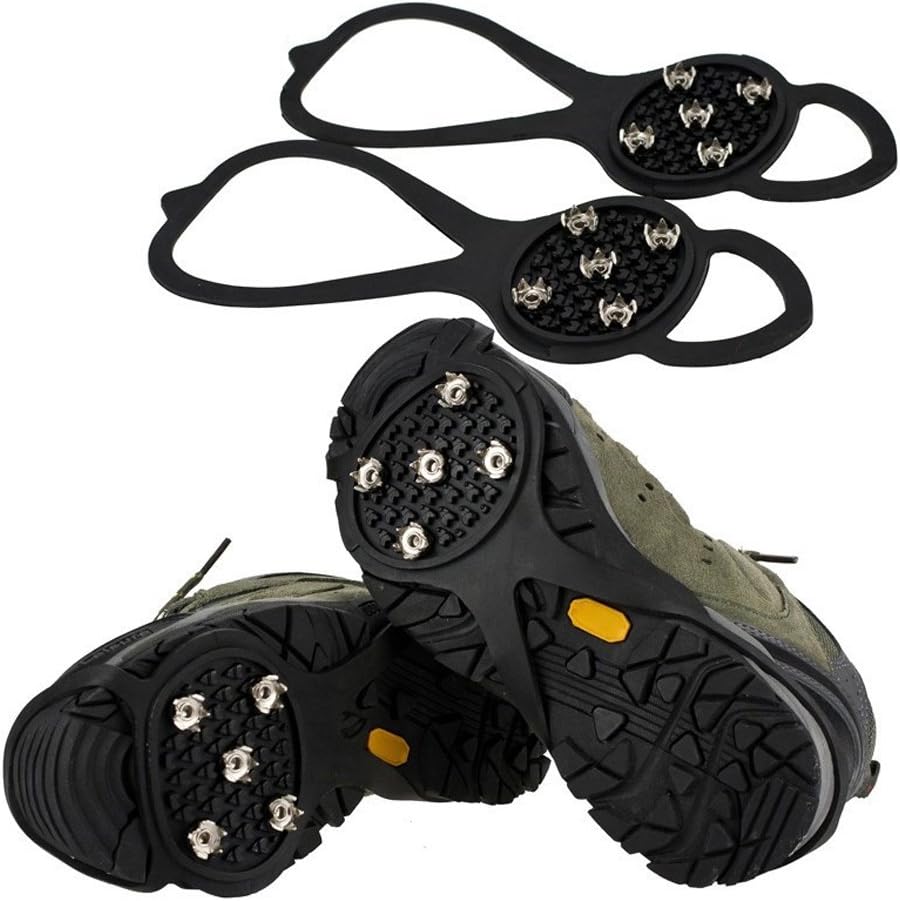 Amazon Com Ezyoutdoor Snow Spikes Crampons Unisex Anti Slip Shoes Grippers Ice Snow Cleats Footwear Stainless Steel Spikes Durable Silicone Ice Cleat Spikes Crampons For Hiking On Ice Snow Ground Winter Walking Sports