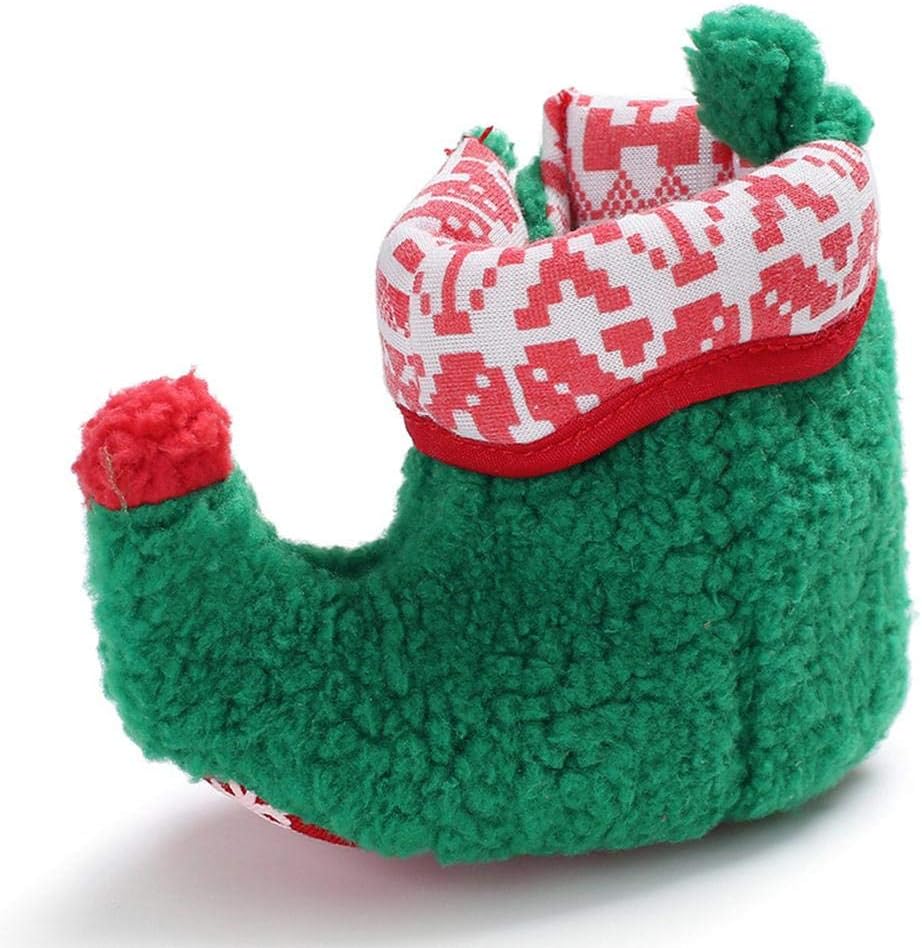 XISTORE Baby Booties Newborn Christmas New Year Shoes Cute Toddler Red Green Elf Booties Slippers Soft Infant Warm Shooes Unisex-Baby Fleece Booties with Non Skid Bottom Infant Winter Shoes