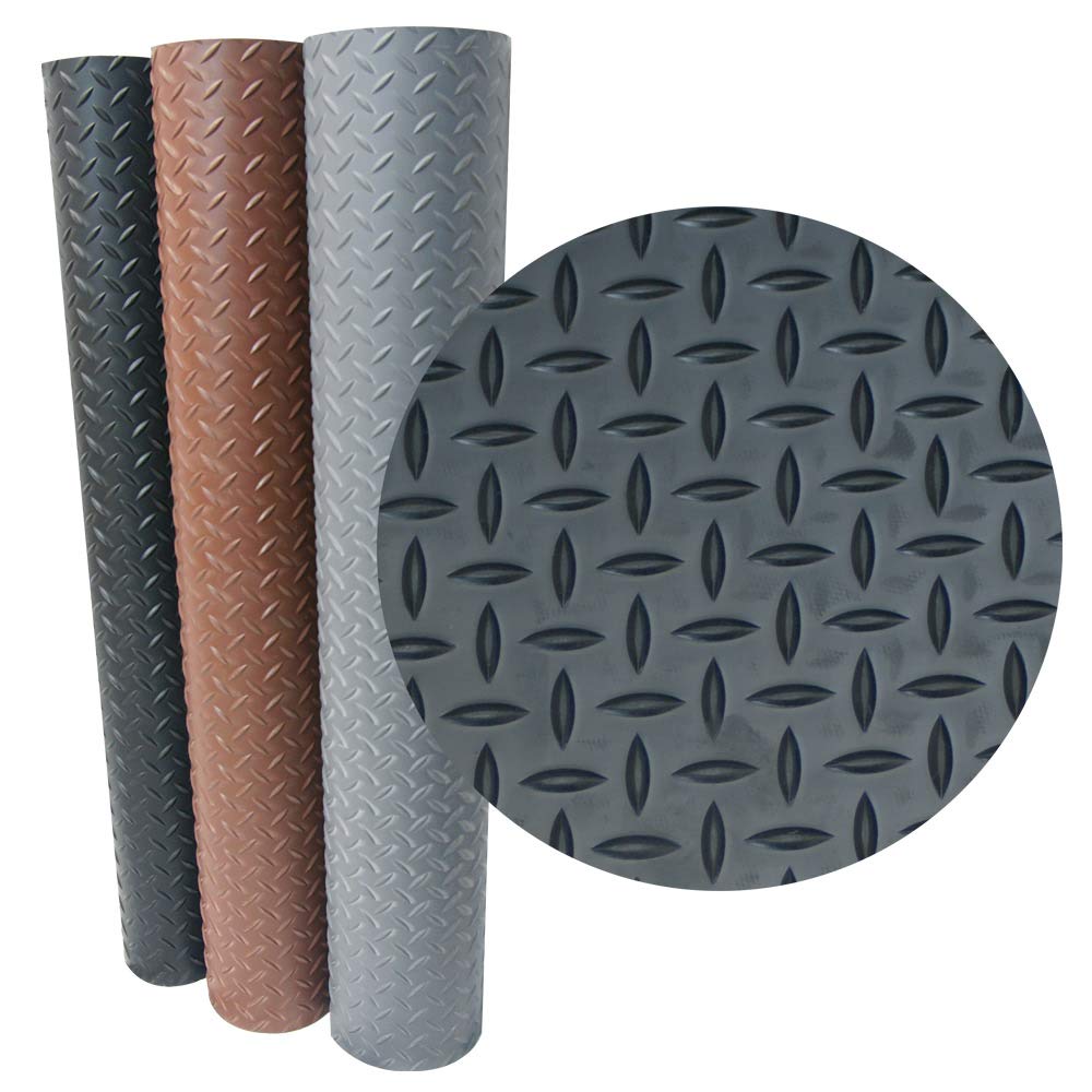 Rubber-Cal Diamond-Plate Thermoplastic Flooring – 3.5mm x 36″ x 10ft – Brown