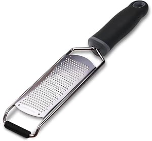 Stainless Steel Cheese Grater, Ergonomic Soft Handle Lemon Ginger Potato Zester with Plastic Cover