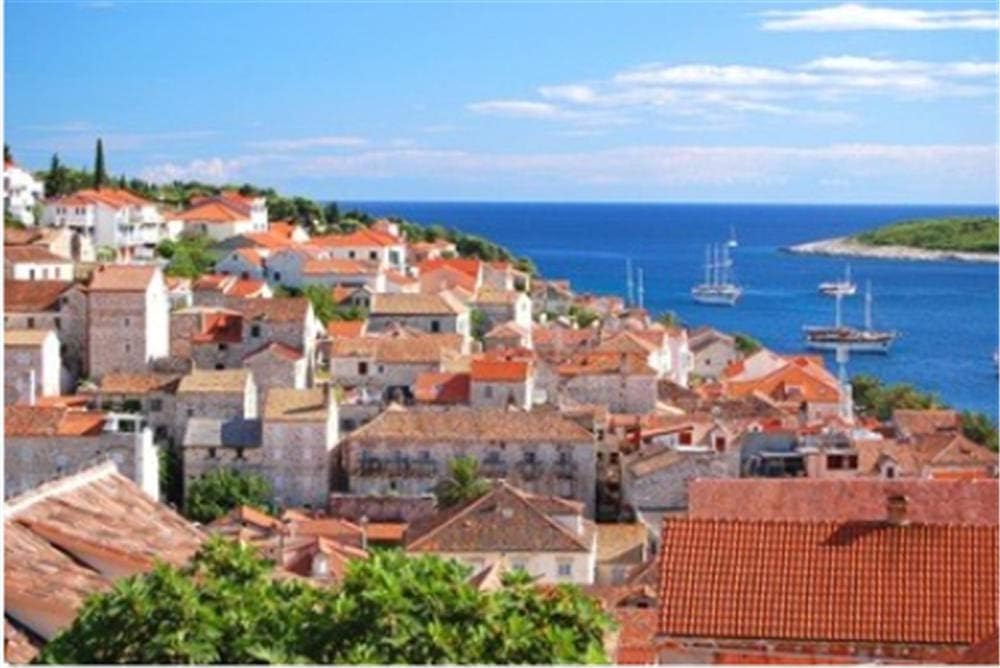 HCYEFG Jigsaw Picture Puzzles 1000 Pieces Spectacular View of The Old Town of Hvar Croatia Educational Toys for Adults Children Kids Games