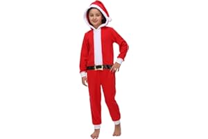 Wizland Kids Santa Onesie One Piece Santa Costume Unisex Christmas Costume Girls Boys Halloween Onesie 4-6