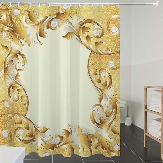 Duschvorhänge, Textil Bad Vorhang aus Polyester, Anti-Schimmel, Perlen