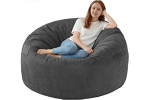 3FT Bean Bag Chair, Memory Foam Beanbag Chair with Removable Velvet Cover, Giant Bean Bag Chair for Adult, Soft Bean Bag Sofa