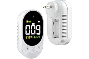 LSENLTY Portable Carbon Monoxide Detector with Battery, 2.7 Inch Large Screen Plug-in CO Detector, 3-in-1 Portable CO Detector (Temperature and Humidity), with Alarm Function for RVs, Hotels, Travel