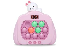 HLXY Quick Push Pop Fidget Toys for Kids & Adults, 12 Game Modes Upgraded Light Up Fast Push Bubble Handheld Toy, Stress Relief Party Favors, Christmas & Birthday Gifts for 3-12 (Rabbit)