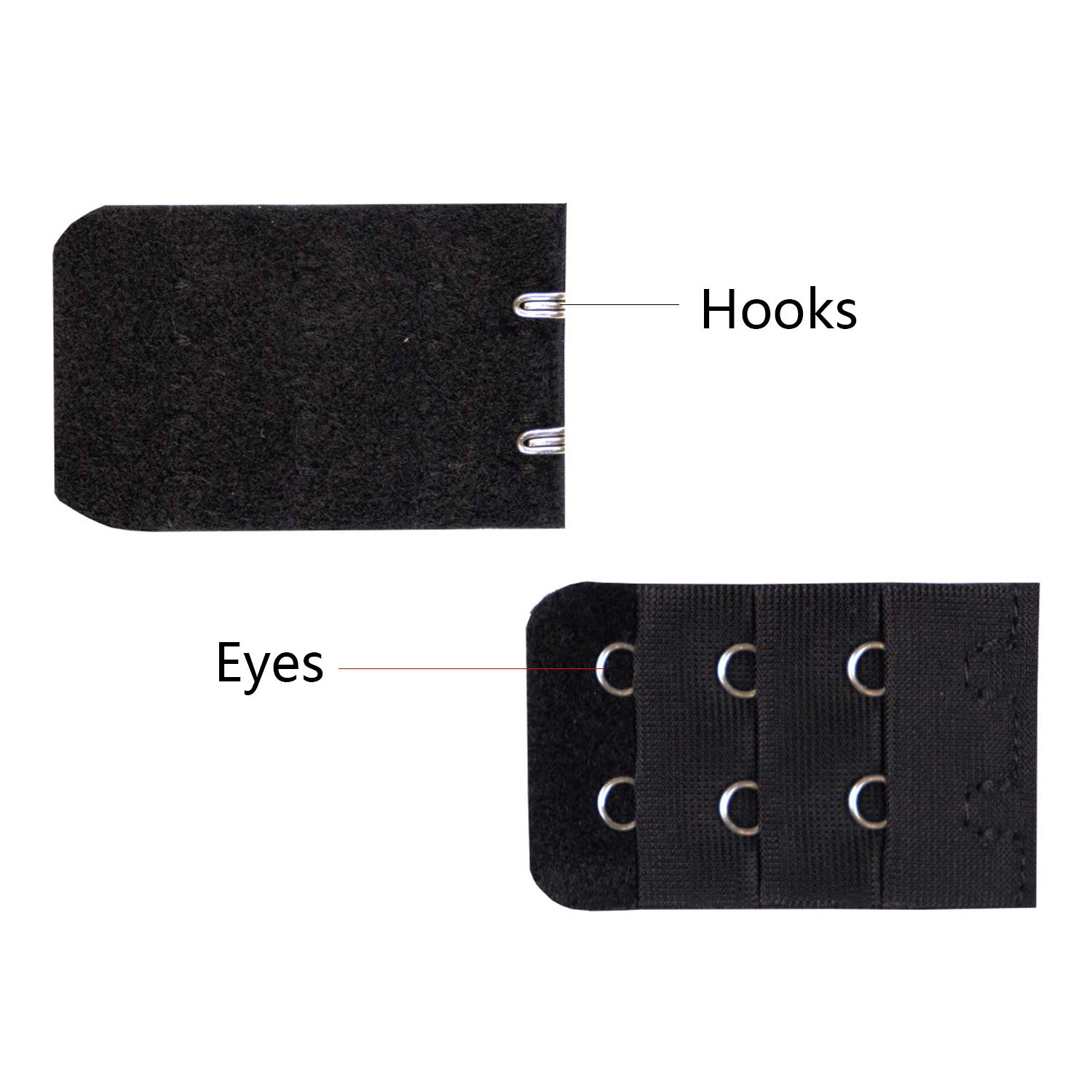 QQA 60 Pairs Sewing Hooks and Eyes Closure for Bra Clothing Trousers Skirt DIY Craft, 3 Sizes (Silver, Black)