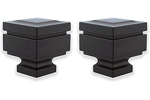 BLASTHOME® Luxury Step Square Finials – Fits Only Signature Collection Curtain Rods (Rod Not Included) – Premium Quality, Heavy Metal – Set of Two – Brushed Dark Brown Finish