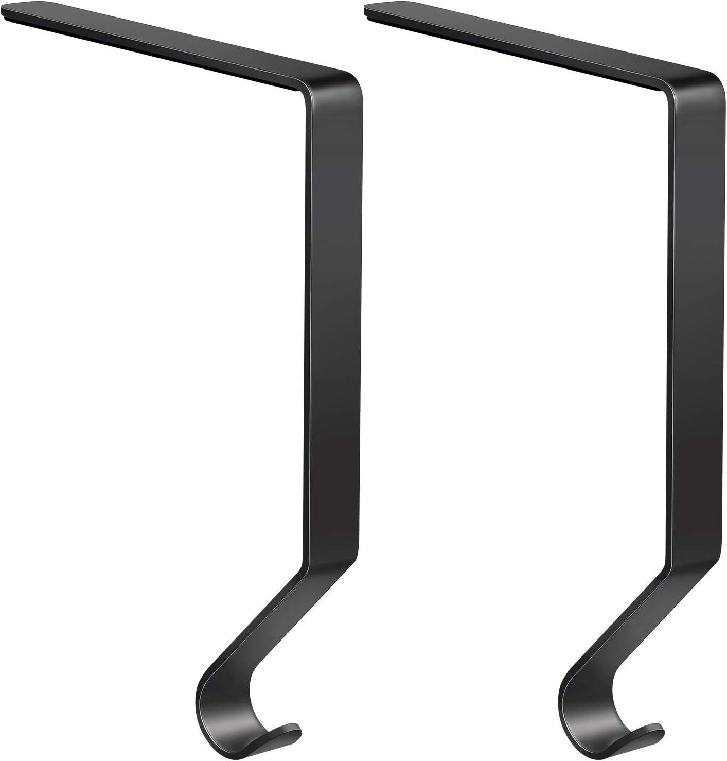 Ornament Hooks - Christmas Stocking Holder Metal Stocking Hangers Christmas Ornament Hooks for Mantle Staircase Christmas Stockings (Black, 2)