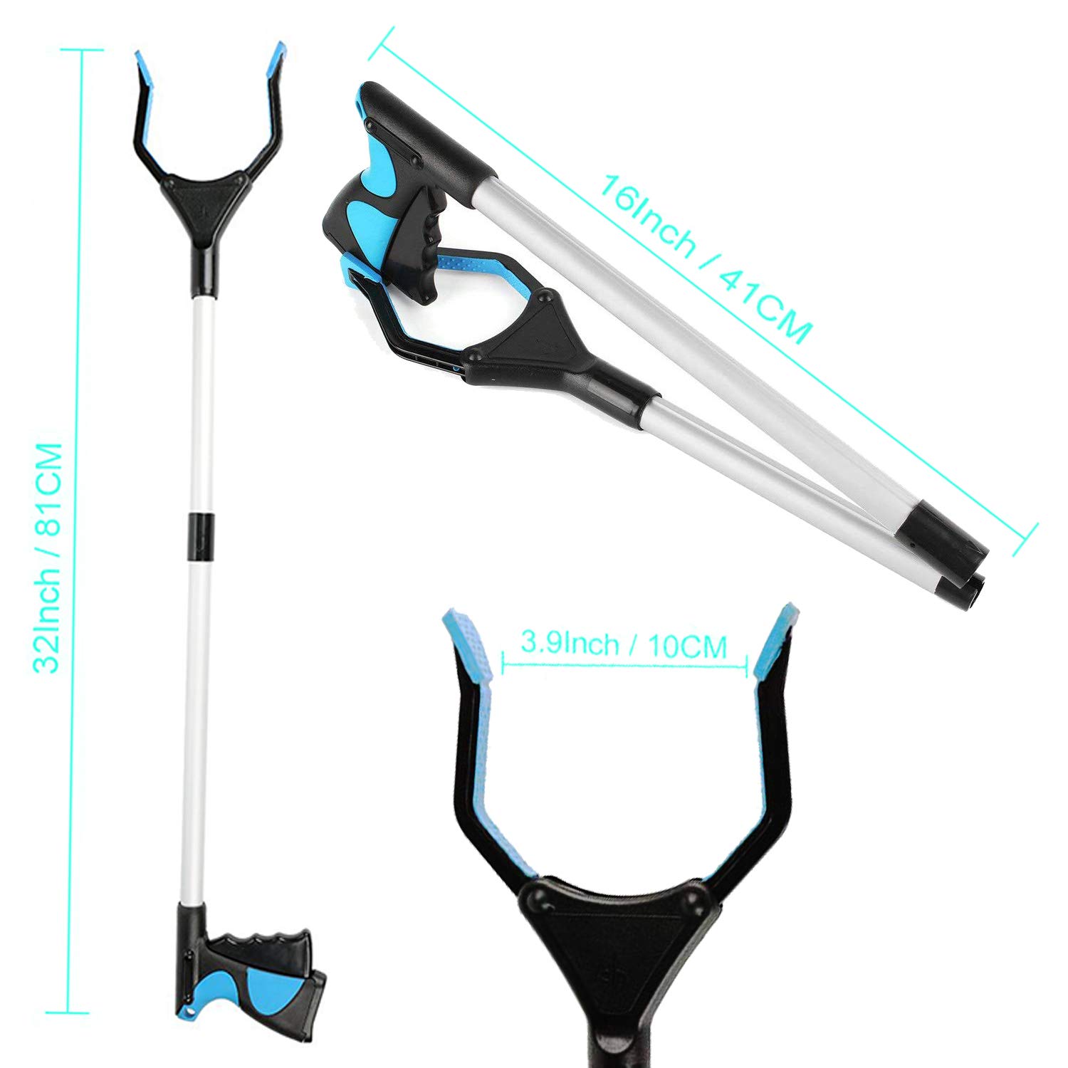 Adusa Reacher Grabber Pick up Tool, 32" Foldable Lightweight Long Duty Mobility Aid, Grabber Tool for Elderly, Claw Trash Garbage Picker - 2 Pack: Industrial & Scientific