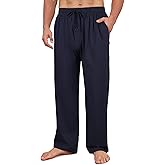 Wenouy Men's Cotton Pajama Pants Soft Sleep Lounge Pants with Pockets & Drawstring Sleepwear PJ Bottoms for Men