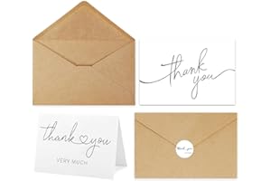Thank You Cards with Envelopes, 100 Pack bulk White Thank You Cards 4 x 6 Inch, Thank You Notes and Envelopes for Wedding,Bri