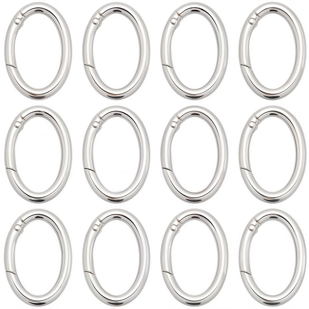 SUNNYCLUE 1 Box 20Pcs Silver Spring O Rings Round Carabiners Small Metal Oval Snap Hook Trigger Carabiner Buckle Clip Clasps Purse Gate Key Rings Bulk for jewellery Making Keyrings Bags Purse Diy Craf