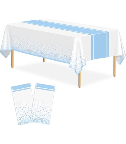 GuoZhiXin Disposable Party Tablecloth - Blue & Silver Confetti Print, 54x108 Inches For Birthdays & Showers - View #6