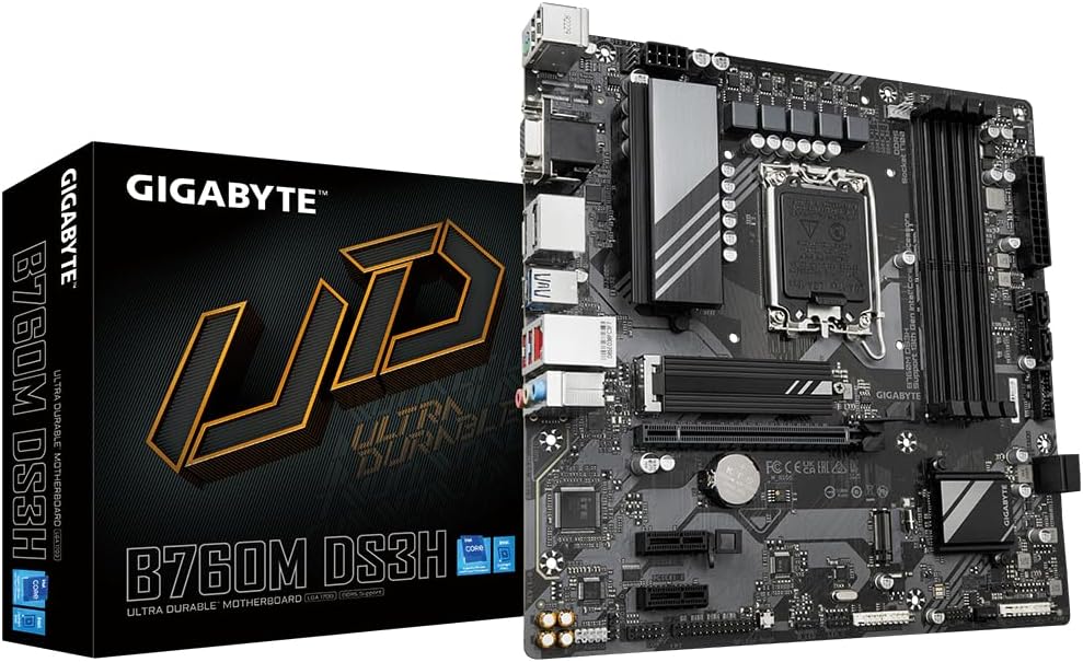 Gigabyte B760M DS3H Motherboard Intel 14th Gen DDR5 PCIe 4.0 M.2 2.5GbE LAN