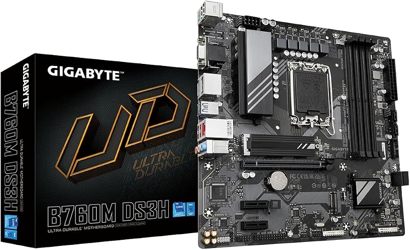 Gigabyte B760M DS3H Motherboard Intel 14th Gen DDR5 PCIe 4.0 M.2 2.5GbE LAN