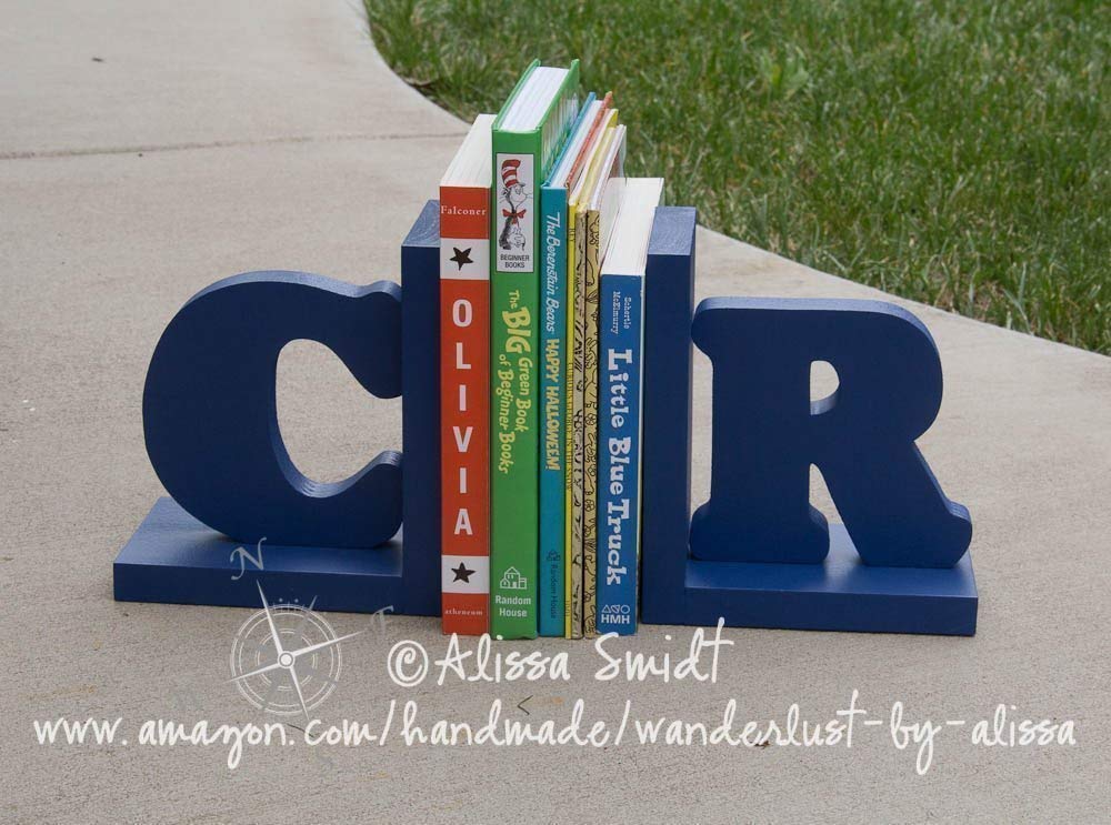 Letter Bookends, Initial Bookends, Wooden Custom Bookends Custom Created to