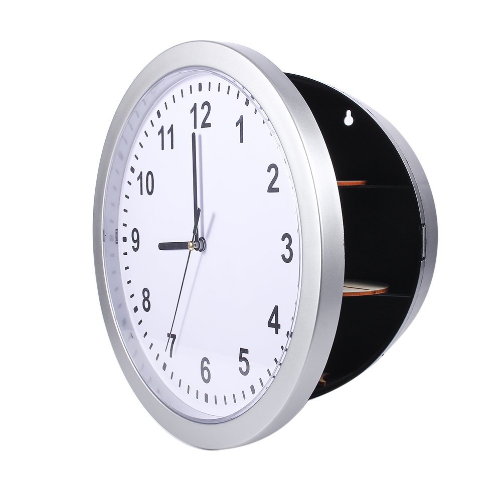 Hidden Secret Wall Clock Safe Container Box for Money Stash Jewelry Valuables Cash Storage
