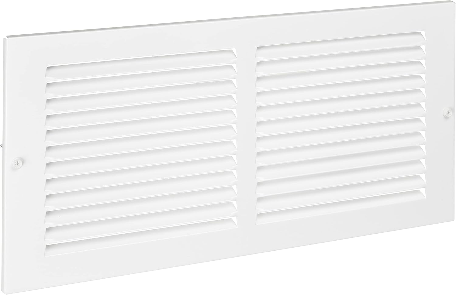 Registers, Grilles & Vents - Amazon Basics 1RA1406WH White 14” W X 6” H Return Air Grille Duct Cover for Ceiling and Wall 1 Pack