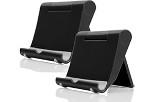JUSDIQIR Adjustable Foldable Cell Phone Stand for Desk, Compatible with Most Smartphones and Tablets, Anti-Slip Rubber Base for Stability