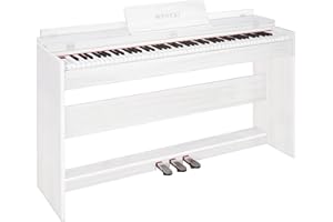 WENCAI 88 Key Fully Weighted Digital Piano Keyboard, 88 Keys Hammer Action Electric Pianos, Wooden Classic Upright Electronic Piano for Beginner, Professional, Midi Compatible, Triple Pedal (White)