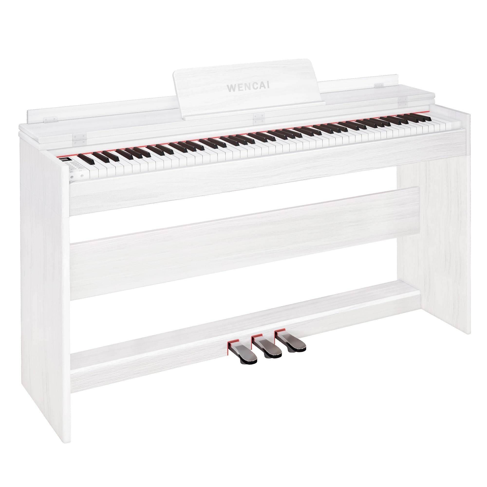 Photo 1 of WENCAI 88 Key Fully Weighted Digital Piano Keyboard, 88 Keys Hammer Action Electric Pianos, Wooden Classic Upright Electronic Piano for Beginner, Professional, Midi Compatible, Triple Pedal (White)