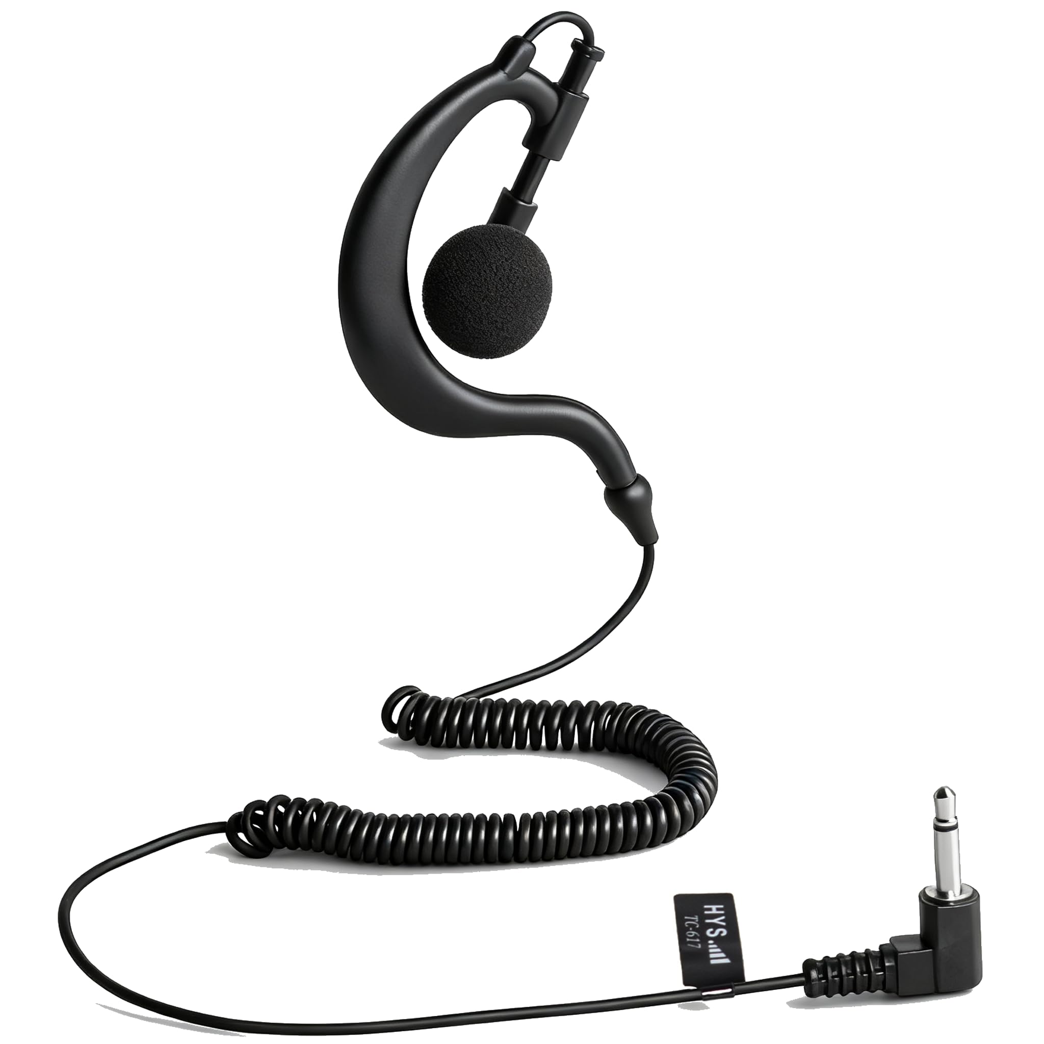 HYS 3.5mm Plug G-Shape Soft Ear Hook Earpiece Listen/Receive Only Headset For 2-Way Motorola Icom Radio Transceivers (617-3.5-1)