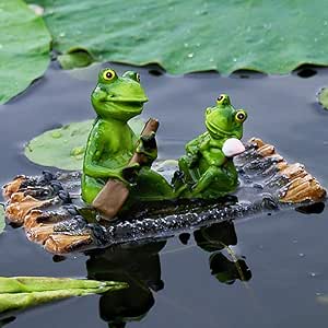 18X11X11Cm Fila De Bambú Rana Flotante Simulación Rana Pecera