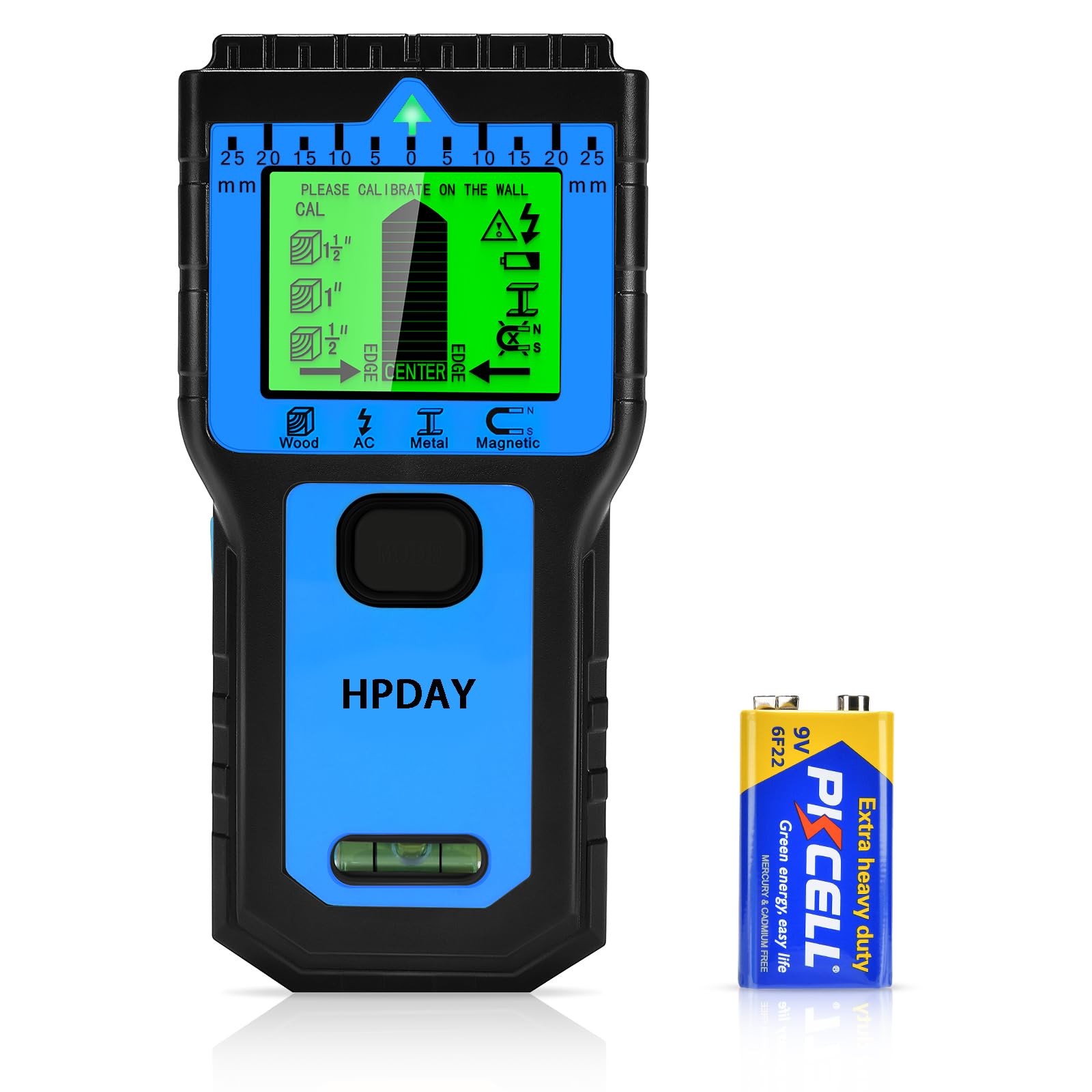 Photo 1 of HPDAY Stud Finder Wall Scanner, Upgraded 8 in 1 Magnetic Stud Sensor Wall Detector, with Bubble Level, Nail Beam Finders Center and Edge for Wood AC Wire Metal Studs Joist Pipe, HD LCD Screen