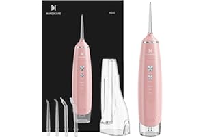HUACO CARE Water Flosser Equipped with Two Water Tanks for Home and Travel,3 Modes Dental Oral Irrigator,Portable,IPX7 Waterproof,Powerful Battery Life, Water Dental Flossers for Teeth (Pink)