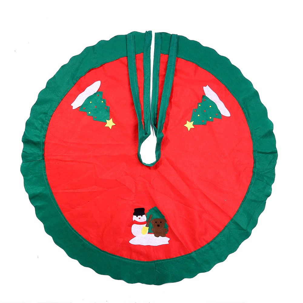35 Inches/90cm Christmas Tree Skirt, Uten Christmas Tree Mat, Xmas Tree Skirts Red with Snowman Pattern, Xmas Tree Base Cover for Christmas Home Party Indoor and Outdoor Decoration