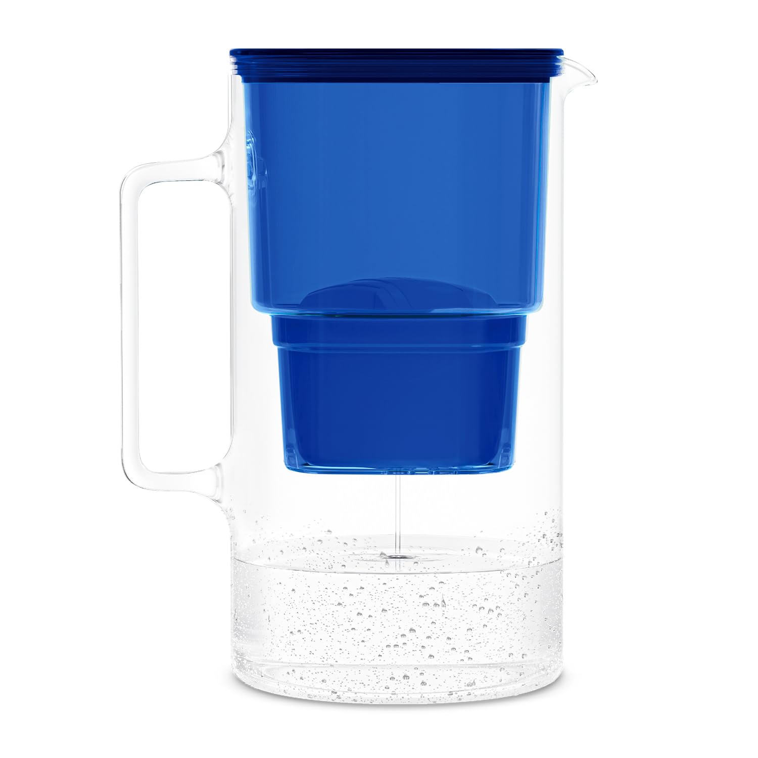 Wessper Glass Water Filter Jug + 1 Water Filter Cartridge | Replacement for Dafi Unimax Aquaphor A5 BRITA Maxtra+ Philips AWP212/10 Filter | 3 Litre | Blue — image 1