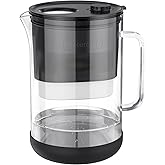 Waterdrop Large Glass Water Filter Pitcher, Eco-Friendly, with 1 NSF 53&42&372 Certified Filter, 10-Cup, Reduces PFOA/PFOS, Chlorine, Cadmium, Copper, Mercury, BPA Free, Easy to Clean, Black