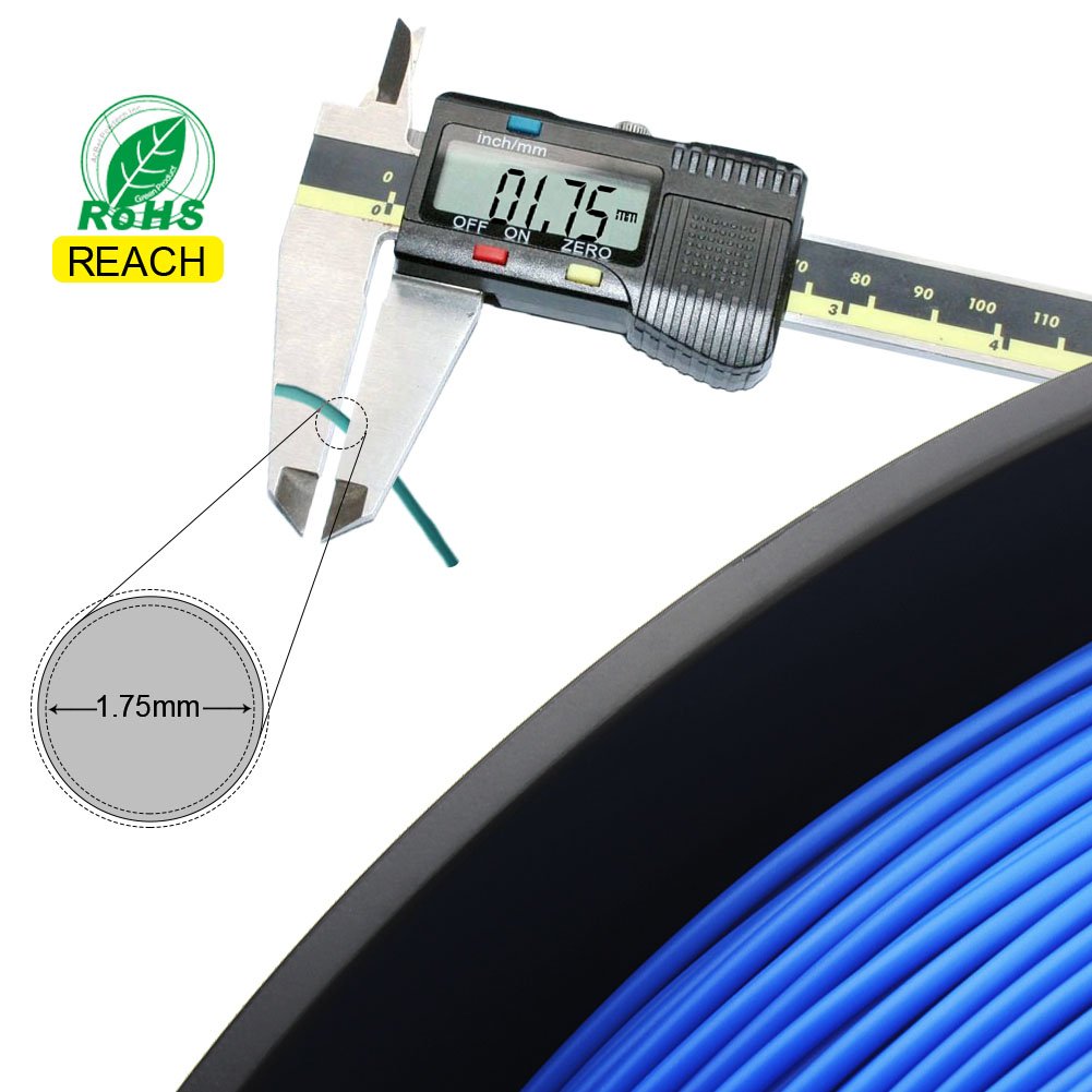 CREOZONE PLA 3D Printer Filament 1.75mm 1KG, 3D Printing Supplies, Dimensional Accuracy +/- 0.03mm, 2.2 LBS Spool, 3D Print Filament 1.75 for Most 3D Printer & 3D Pen (Blue)