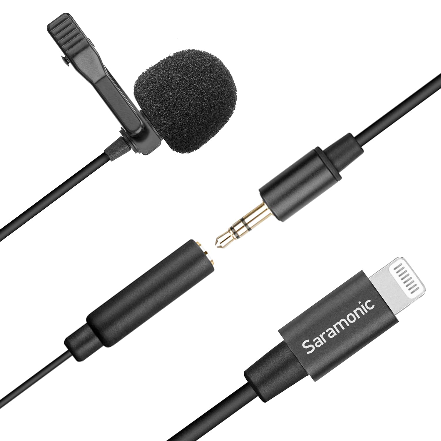 Saramonic Lavmicro-U1B Omnidirectional Lavalier Microphone Clip-on Lapel Microphone for iPhone 13/13 Pro/12 Pro Max/11 XS/XR/XS Max for Live Stream Youtube
