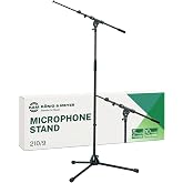 K&amp;M K&ouml;nig &amp; Meyer 21090.500.55 Tripod Microphone Stand - Adjustable Telescoping 2-Piece Boom Arm - Professional Grade - Heavy Duty with Folding Leg Base - German Made Black