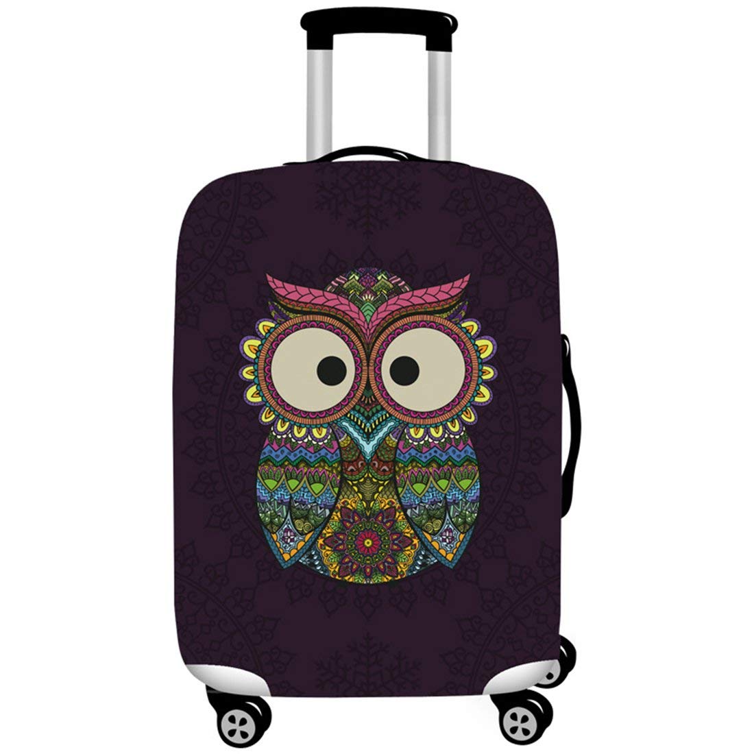 OuLi Store® Travel Luggage Cover Fit for 18-32 Inch Luggage Travel Luggage Protective Covers Suitcase Cover Elastic Dustproof Travel Accessories (L-(25-28 inch Luggage), Owl)