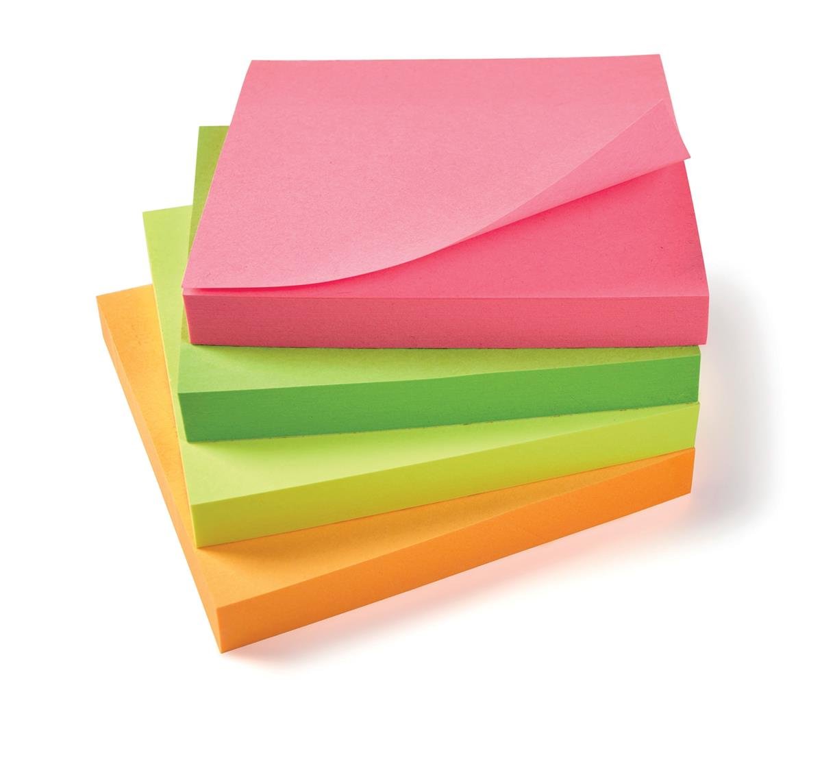 5 Star Re-Move Notes Repositionable Neon Pad of 100 Sheets 76x76mm Assorted [Pack of 12]