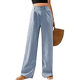 Feiersi Womens Casual Wide Leg Pants High Waisted Button Down Straight Long Trousers Palazzo Pants