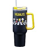 Spoontiques Peanuts Road 40oz Stainless Steel Travel Mug - Double Wall Stainless Steel with Sliding Lock Travel Lid - 11" Tall