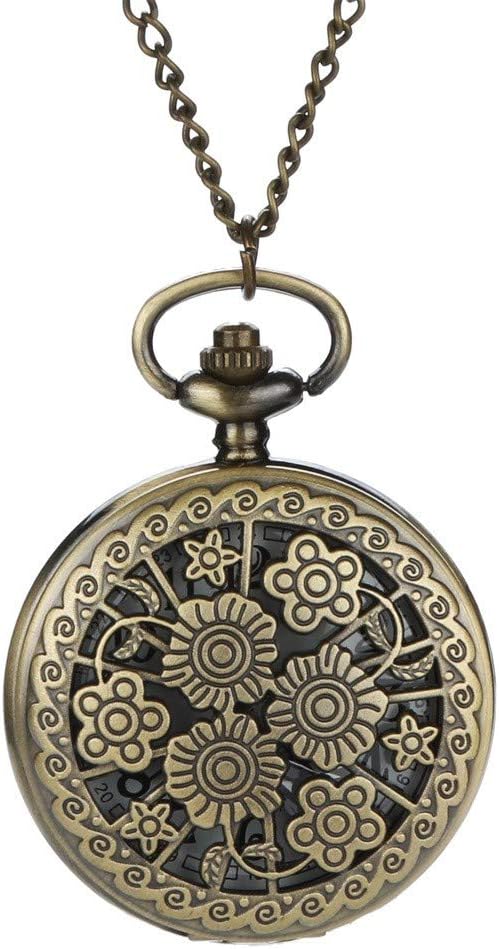 JUTOO Pattern Steampunk Vintage Quartz Roman Numerals Pocket Watch
